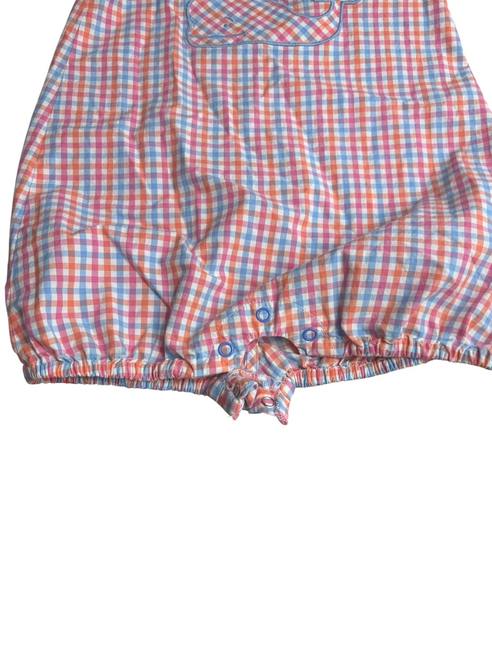 VINEYARD VINES Multicolor Gingham Pocket Baby Whale Bubble Romper Size 12/18m - Picture 3 of 6
